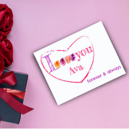 Aquarelltypografie Liebe lila Postkarte