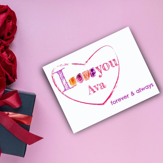 Aquarelltypografie Liebe lila Postkarte