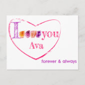 Aquarelltypografie Liebe lila Postkarte (Vorderseite)