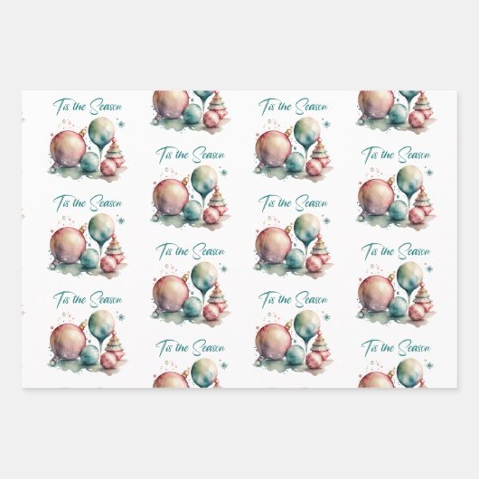 Aquarellverzierungen Weihnachten Geschenkpapier Set (Vorderseite 2)