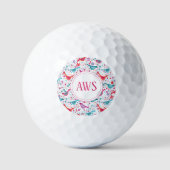 Aquarellvögel-Bright-Monogramm Golfball (Vorderseite)