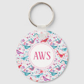 Aquarellvögel-Bright-Monogramm Schlüsselanhänger (Vorderseite)