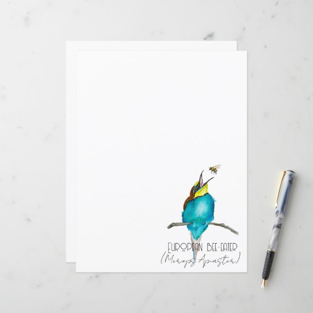 Aquarellvogel (europäischer Bienenfresser) (Vorderseite/Rückseite Beispiel)