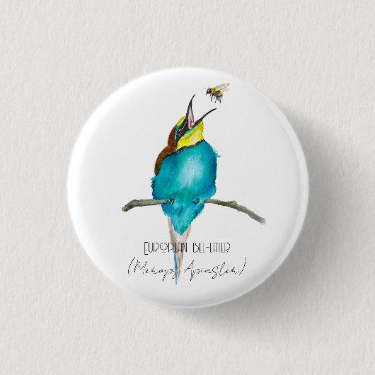 Aquarellvogel (europäischer Bienenfresser) Button (Vorderseite)