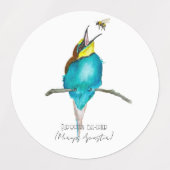 Aquarellvogel (europäischer Bienenfresser) Etiketten (Design 1)