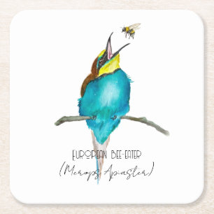 Aquarellvogel (europäischer Bienenfresser) Rechteckiger Pappuntersetzer