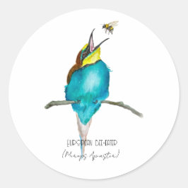 Aquarellvogel (europäischer Bienenfresser) Runder Aufkleber