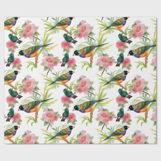 Aquarellvögel Geschenkpapier (Flach)