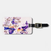 Aquarellvögel Lila Glitzer Gepäckanhänger (Vorderseite horizontal)