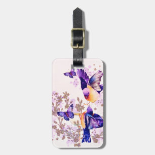 Aquarellvögel Lila Glitzer Gepäckanhänger