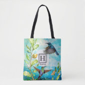 Aquarellvögel | MIT MONOGRAMM Tasche (Vorderseite)