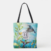 Aquarellvögel | MIT MONOGRAMM Tasche (Rückseite)