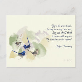 Aquarellvögel Robert Browning Gedicht Postkarte
