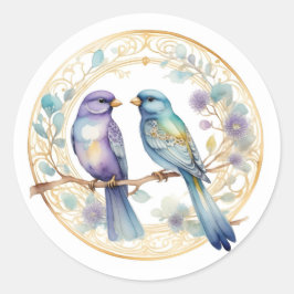 Aquarellvögel Runder Aufkleber