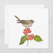 Aquarellvögel "Sylvia curruca" Feiertagskarte (Vorne/Hinten)