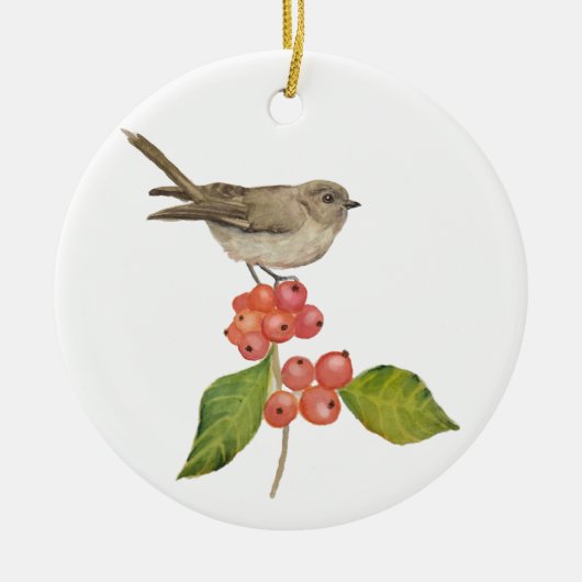 Aquarellvögel "Sylvia curruca" Keramik Ornament (Vorne)