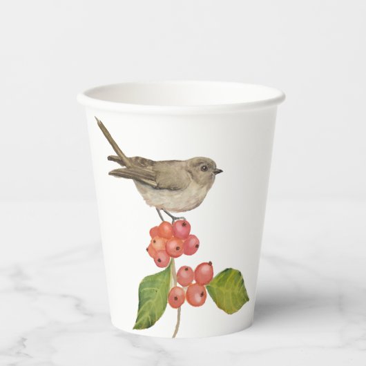 Aquarellvögel "Sylvia curruca" Pappbecher (Vorderseite)