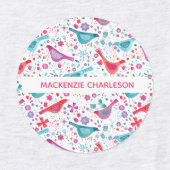 Aquarellvögel und Blume Individuelle Name Etiketten (Design 1)