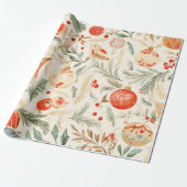 Aquarellvögel Weihnachten Geschenkpapier (Ungerollt)
