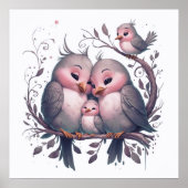 Aquarellvogelfamilie mit Kindern#5 Poster (Vorne)