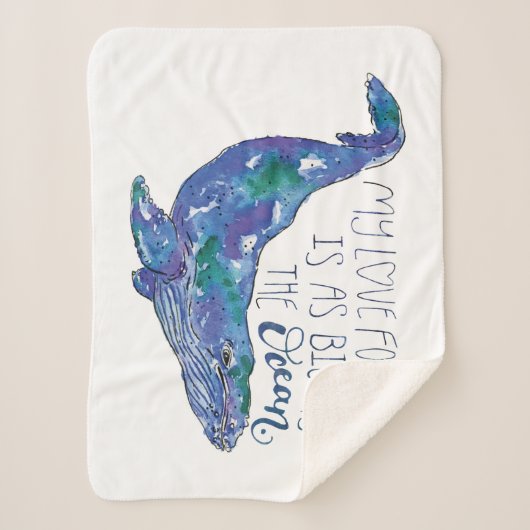 Aquarellwal - Liebe so groß wie der Ozean Sherpadecke (Vorderseite)