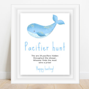 Aquarellwal - Schnuller Jagdspiel Babydusche Poster