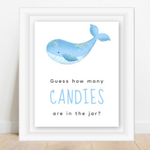 Aquarellwal - Wie viele Bonbons sind im Glas? Poster