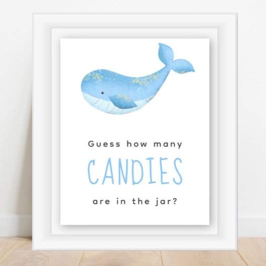 Aquarellwal - Wie viele Bonbons sind im Glas? Poster