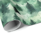 Aquarellwald Bäume in Misty Woodland Geschenkpapier (Rolleneckpunkt)