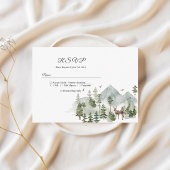 Aquarellwald | Bäume und Hirsche Begleitkarte