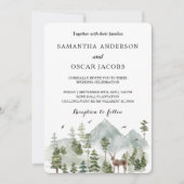 Aquarellwald | Bäume und Hirsche Einladung (Vorderseite)