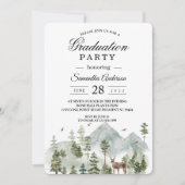 Aquarellwald | Bäume und Hirsche | Einladung (Vorderseite)