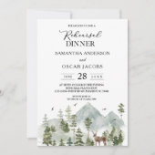 Aquarellwald | Bäume und Hirsche Einladung (Vorderseite)