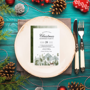 Aquarellwald   Bäume und Hirsche   Einladung