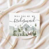 Aquarellwald | Bäume und Hirsche Einladungspostkarte