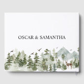 Aquarellwald | Bäume und Hirsche Gästebuch (Rückseite)