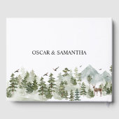 Aquarellwald | Bäume und Hirsche Gästebuch (Rückseite)