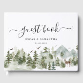 Aquarellwald | Bäume und Hirsche Gästebuch (Vorderseite)