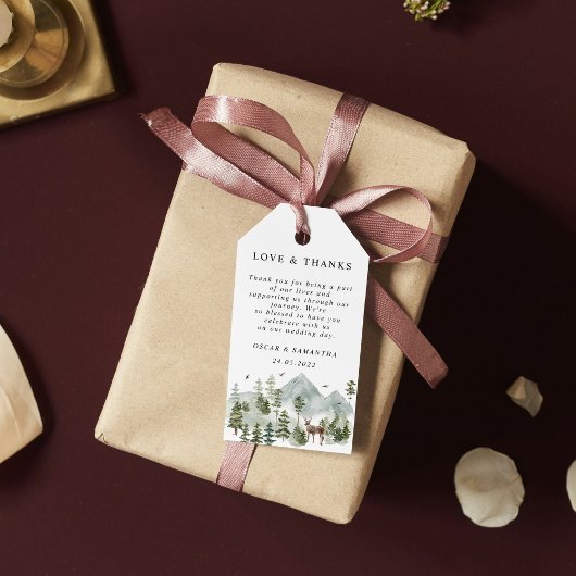 Aquarellwald | Bäume und Hirsche Geschenkanhänger