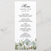 Aquarellwald | Bäume und Hirsche | Menükarte (Vorderseite)