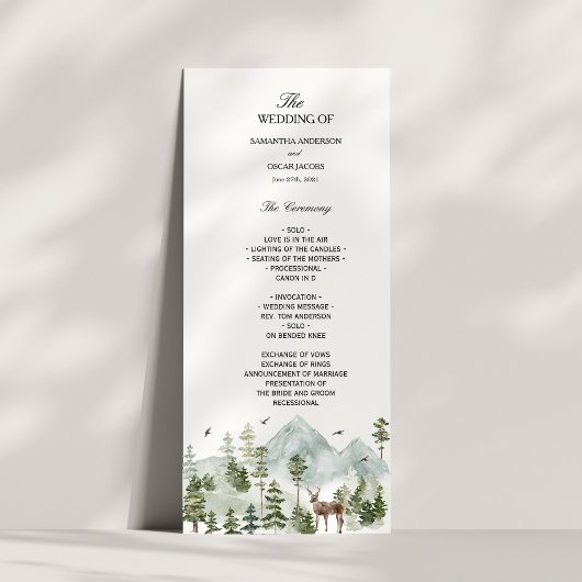 Aquarellwald | Bäume und Hirsche Menükarte