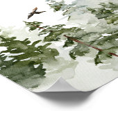 Aquarellwald | Bäume und Hirsche Poster (Ecke)