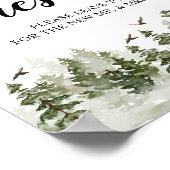 Aquarellwald | Bäume und Hirsche Poster (Ecke)