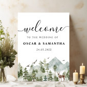 Aquarellwald | Bäume und Hirsche Poster