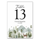 Aquarellwald | Bäume und Hirsche | Tischnummer (Vorderseite)
