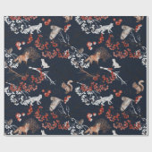 Aquarellwald Berries und Tiere Weihnachten Geschenkpapier (Flach)