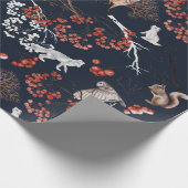 Aquarellwald Berries und Tiere Weihnachten Geschenkpapier (Ecke)