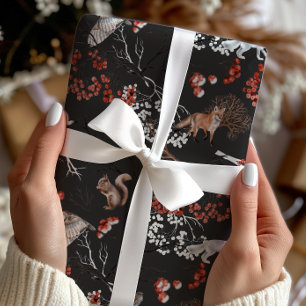 Aquarellwald Berries und Tiere Weihnachten Geschenkpapier