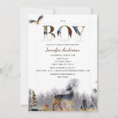 Aquarellwald Boy Country Deer Baby Dusche Einladung (Vorderseite)