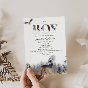 Aquarellwald Boy Country Deer Baby Dusche Einladung